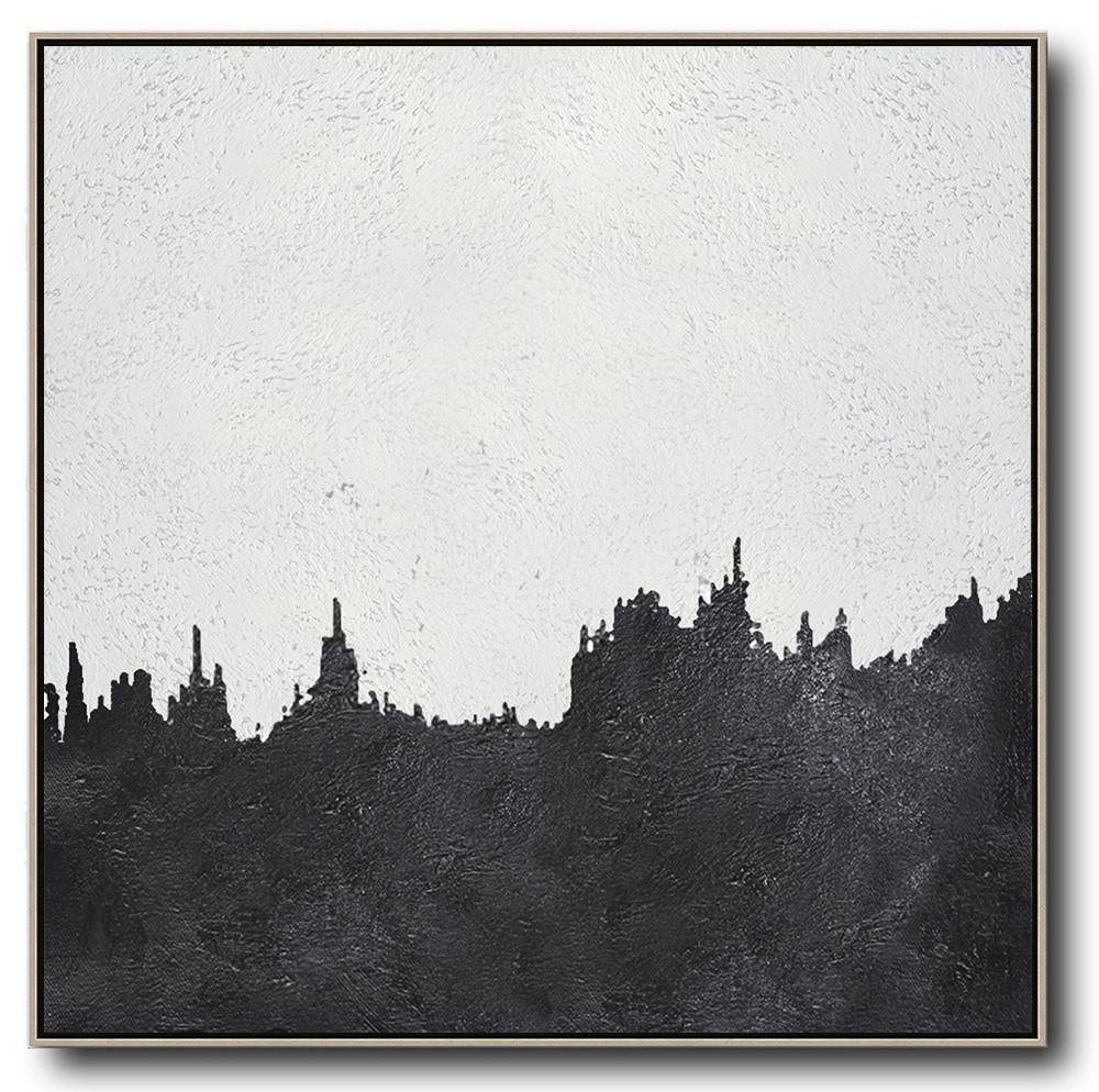 Minimal Black and White Painting #MN144A - Click Image to Close